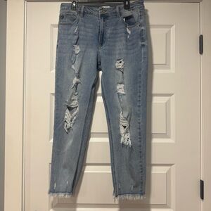 KanCan Light Blue Distressed Ankle Jeans